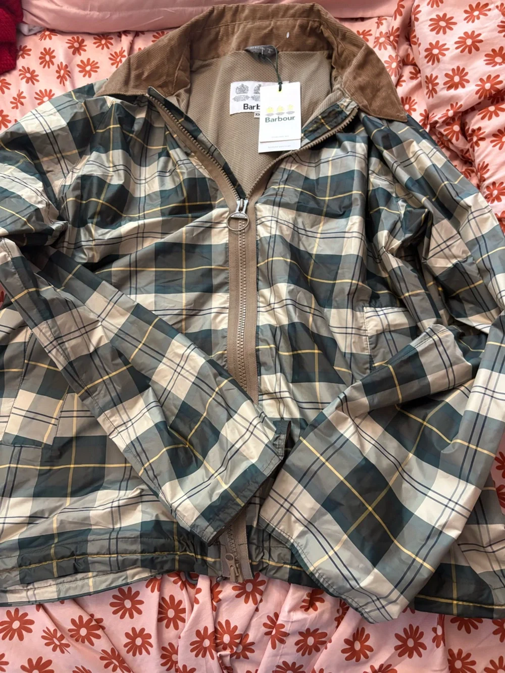NWT Barbour Lightweight Plaid Zip Snowproof Jacket. Size XXL.